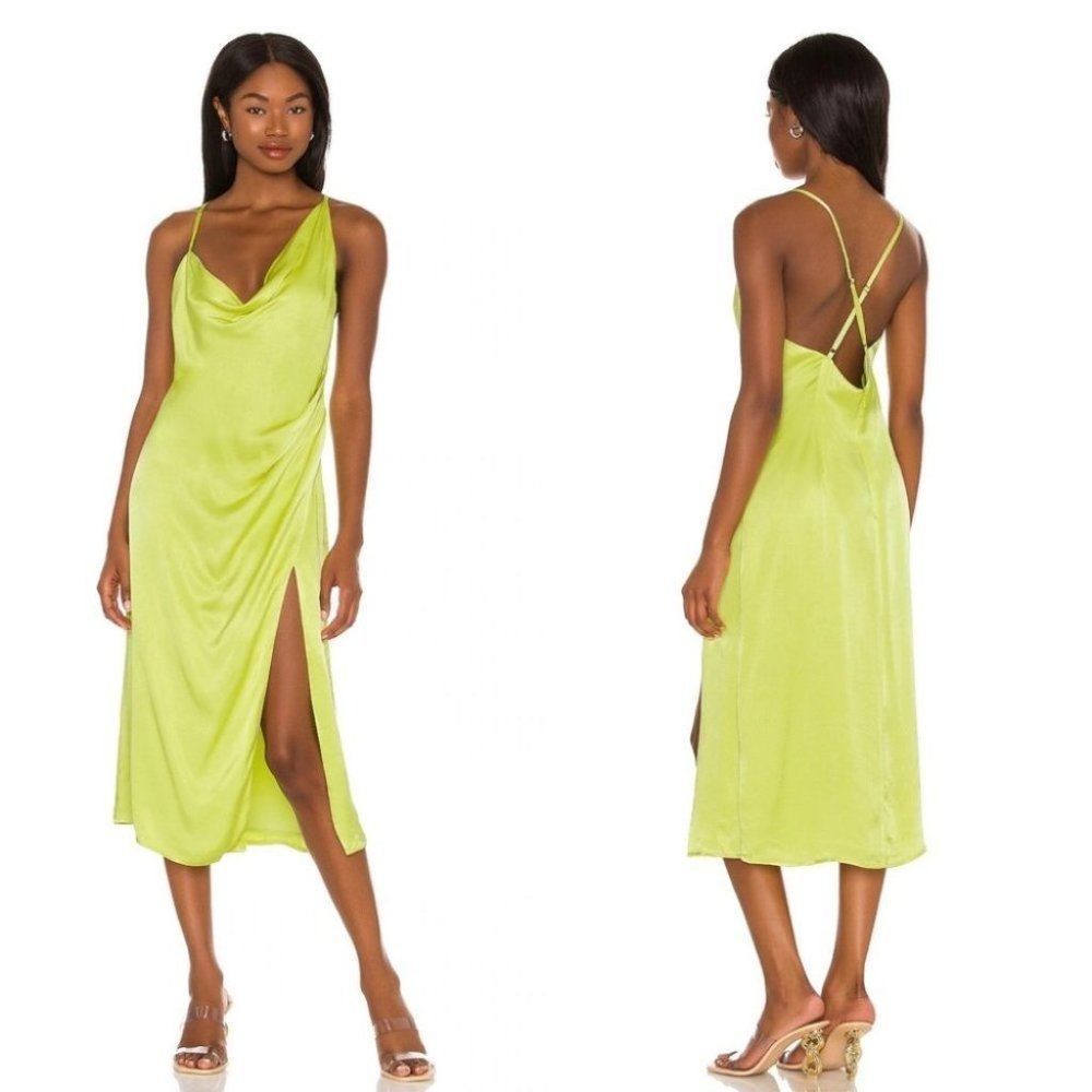 NBD Maelle Midi Dress in Lime Yellow S